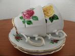 antieke kop en schotels met goudrand - high tea, Ophalen of Verzenden