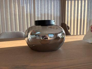 Rookglas Tafellamp / Plafoniere met Globe Lamp beschikbaar voor biedingen