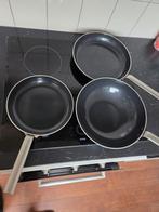 Drie koekenpannen van het merk GreenPan. 24/28/wok van 28cm., Gebruikt, Aluminium, Pannenset, Ophalen of Verzenden