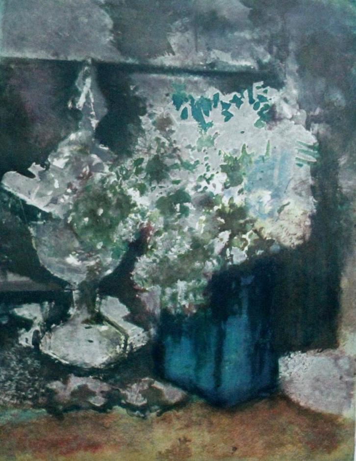 Kees Verwey(1900) Lithografie "Vaas bloemen en glas" Ges Gen, Antiek en Kunst, Kunst | Litho's en Zeefdrukken, Ophalen of Verzenden