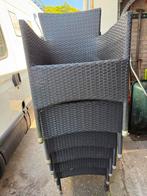 6 wicker tuinstoelen, amper gebruikt, Tuin en Terras, Tuinstoelen, Ophalen, Zo goed als nieuw, Wicker, Stapelbaar