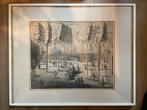 't Hof van Zeeland, Middelburg - 1696, Ets/Gravure Ingelijst, Antiek en Kunst, Ophalen of Verzenden