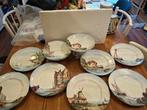 Frans antiek porselein - 2 schalen op voet & 7 borden - 1900, Antiek en Kunst, Antiek | Servies los, Ophalen of Verzenden