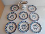 Keramiek handgeschilderd servies zongezicht vintage 60/70, Gebruikt, Keramiek, Ophalen of Verzenden, Bord(en)