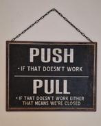 Metaal, wandbord, deco, push, pull, open, Ophalen of Verzenden, Nieuw