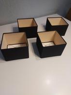 4 Zwarte Lampenkappen 16x16x12cm, Huis en Inrichting, Lampen | Lampenkappen, Ophalen