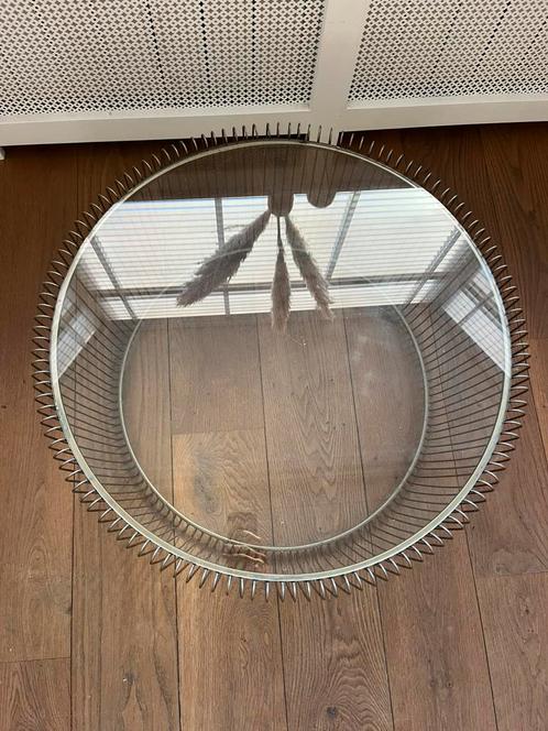 Salontafel rond glas & gouden onderstel, Huis en Inrichting, Woonaccessoires | Spiegels, Zo goed als nieuw, 50 tot 75 cm, Minder dan 100 cm