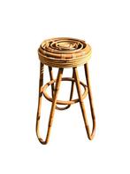 Vintage rotan kruk barkruk uit jaren 60, Huis en Inrichting, Barkrukken, 1 kruk, Ophalen of Verzenden, Zo goed als nieuw, 60 tot 90 cm