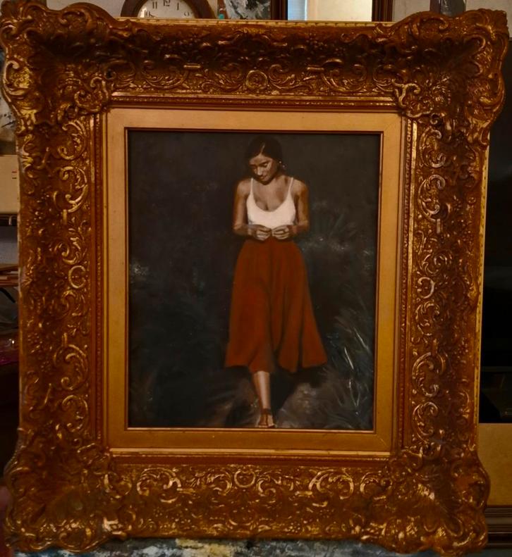 Olieverf Schilderij in fraaie lijst, Antiek en Kunst, Kunst | Schilderijen | Klassiek, Ophalen of Verzenden