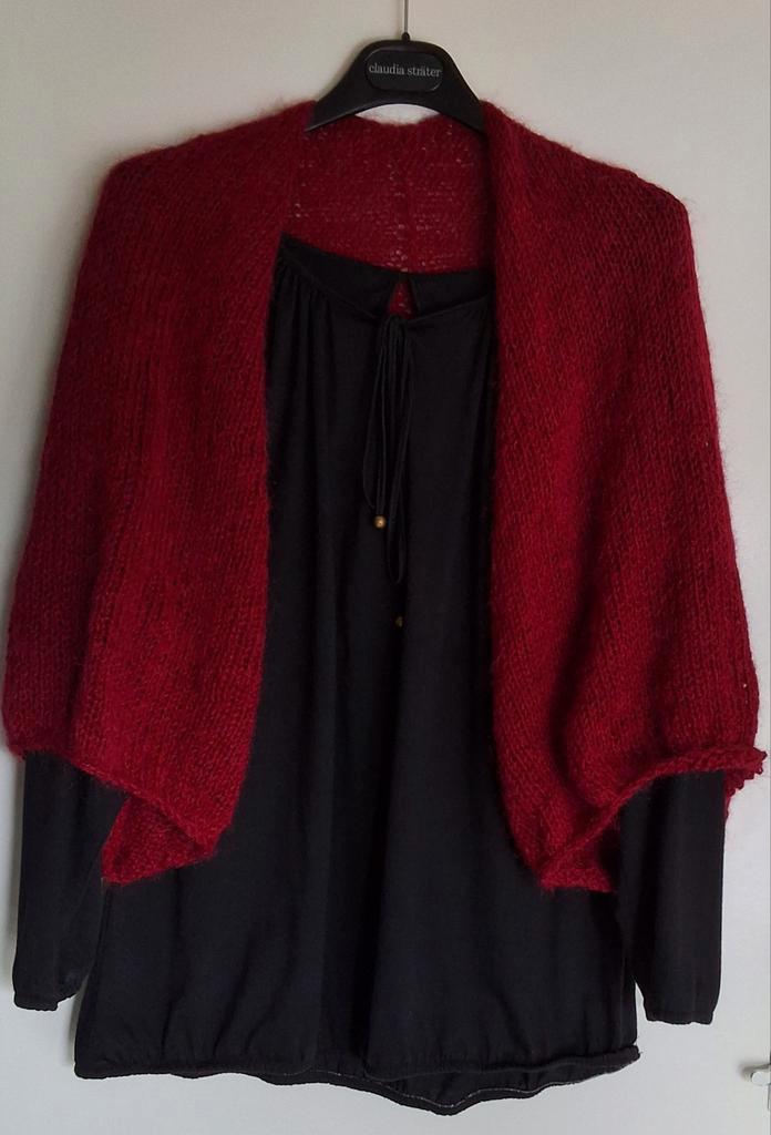 Warme omslagdoek/mouwen in wijnrood, handgebreid, Kleding | Dames, Truien en Vesten, Nieuw, Rood, Ophalen of Verzenden