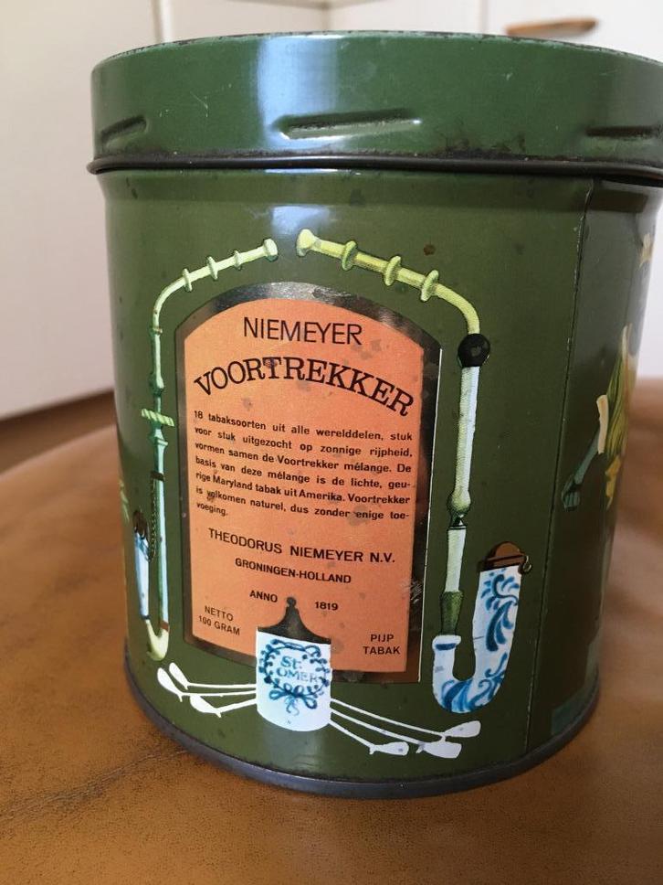 Vintage blik pijptabak Theodorus Niemeyer Groningen, Verzamelen, Blikken, Gebruikt, Overige, Overige merken, Ophalen of Verzenden