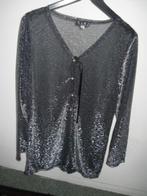 feestelijke XLNT blouse zwart/ zilver doorschijnend maat S, Maat 38/40 (M), Overige typen, Zwart, Ophalen of Verzenden