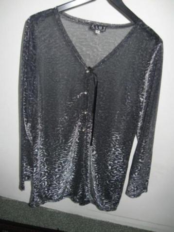 feestelijke XLNT blouse zwart/ zilver doorschijnend maat S beschikbaar voor biedingen
