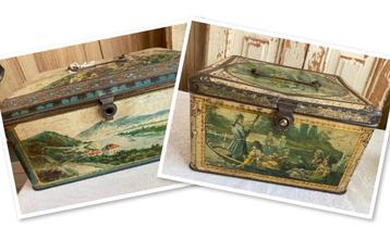 2x Brocante groot blik / Barok beschikbaar voor biedingen