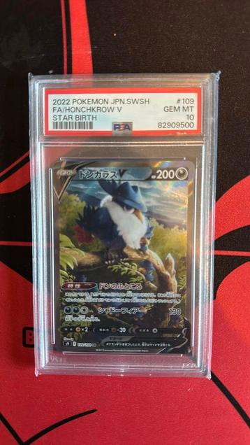 PSA 10 Honchkrow V Full Art Star Birth Japanse Pokémonkaart beschikbaar voor biedingen