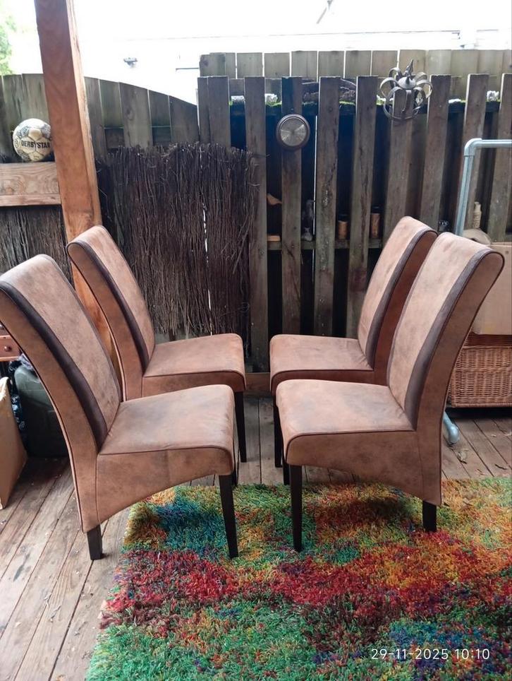 Set van 4 Piloten Eetkamerstoelen - Leer, Antiek en Kunst, Antiek | Meubels | Stoelen en Banken, Ophalen of Verzenden