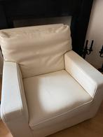 Comfortabel witleren fauteuil / stoel, Huis en Inrichting, Fauteuils, Leer, 75 tot 100 cm, Zo goed als nieuw, 50 tot 75 cm