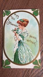 Moge het klaverblad nooit verwelken. Vrouw met klaver, Ophalen of Verzenden, Voor 1920, Gelopen, Overige thema's