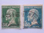 2 postzegels Frankrijk, Nr. 187 en 191, 1925, Louis Pasteur, Verzenden, Gestempeld