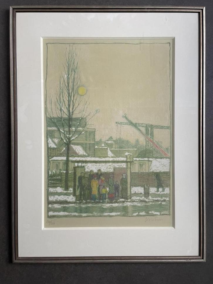 Aat Veldhoen - "Wachten op Wittenburg - zeefdruk, Antiek en Kunst, Kunst | Litho's en Zeefdrukken, Ophalen of Verzenden