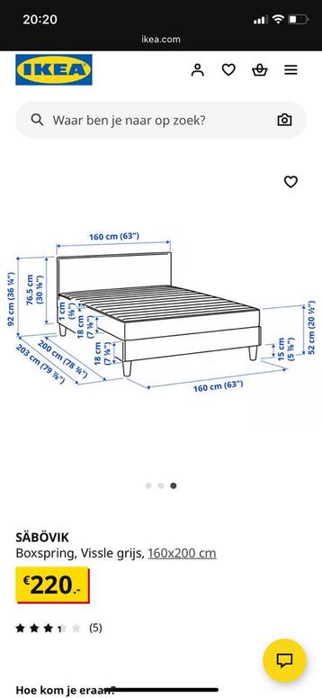 160x200cm bedframe Ikea Säbövik - afbeelding 3