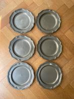 Set van 6 identieke tinnen borden 23,5 cm, Ophalen of Verzenden