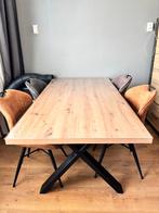 Moderne Eettafel met Metalen Onderstel, Huis en Inrichting, Tafels | Eettafels, Ophalen, Gebruikt, 50 tot 100 cm, Metaal