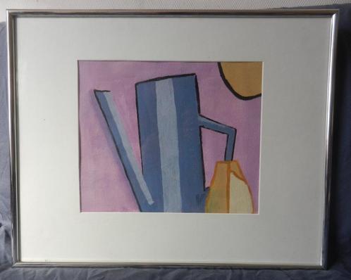 Gouache Stilleven met kan ongesigneerd Gubbels-geinspireerd, Antiek en Kunst, Kunst | Schilderijen | Modern, Ophalen of Verzenden