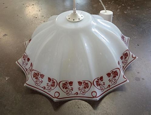 Glazen hanglamp wit bruin, Huis en Inrichting, Lampen | Hanglampen, Gebruikt, Minder dan 50 cm, Glas, Ophalen of Verzenden