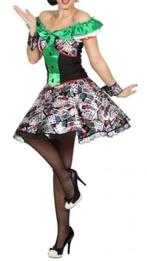 Leuke rood/wit/zwart SPEELKAARTEN/CASINO Jurk, Ophalen, Carnaval, Maat 46/48 (XL) of groter, Kleding