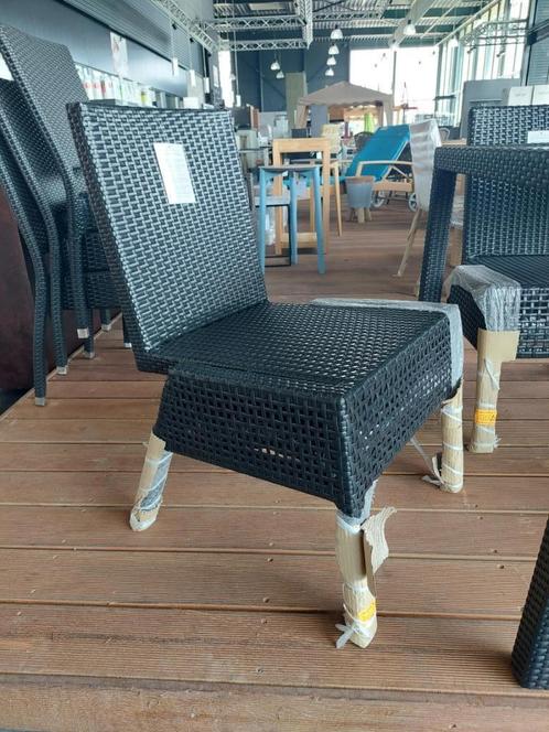 Terrasstoel Torino  **zwart vlechtwerk**, Tuin en Terras, Tuinstoelen, Nieuw, Aluminium, Stapelbaar, Ophalen