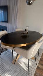 Dubbelman Design | Zwarte visgraat ovale eettafel,, Ophalen, 100 tot 150 cm, 200 cm of meer, Zo goed als nieuw