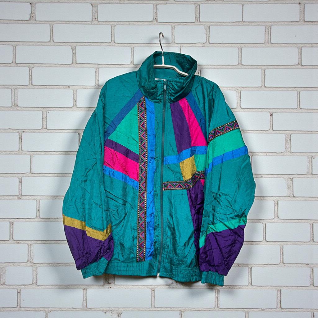 Vintage Jacket L Multi Milano Sport Gabber 90s Carnaval, Kleding | Heren, Jassen | Zomer, Maat 52/54 (L), Verzenden, Milano Sport