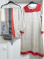 Maat S Wit rood satijn silk indiase salwar kameez 3 delige, Kleding | Dames, Overige typen, Wit, Ophalen of Verzenden, Zo goed als nieuw
