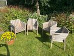 4 eiken Piet Hein Eek tuinstoelen model kuipstoel, Tuin en Terras, Tuinsets en Loungesets, Ophalen, Gebruikt, Hardhout