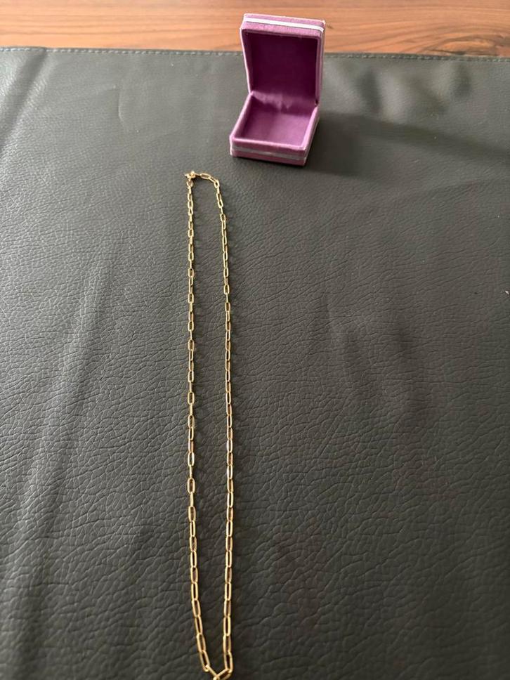 18K goud paperclip chain, Sieraden, Tassen en Uiterlijk, Kettingen, Zo goed als nieuw, Goud, Ophalen of Verzenden