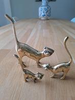 Vintage messing poezen – set van 3 – decoratief - jaren 70, Ophalen of Verzenden, Koper