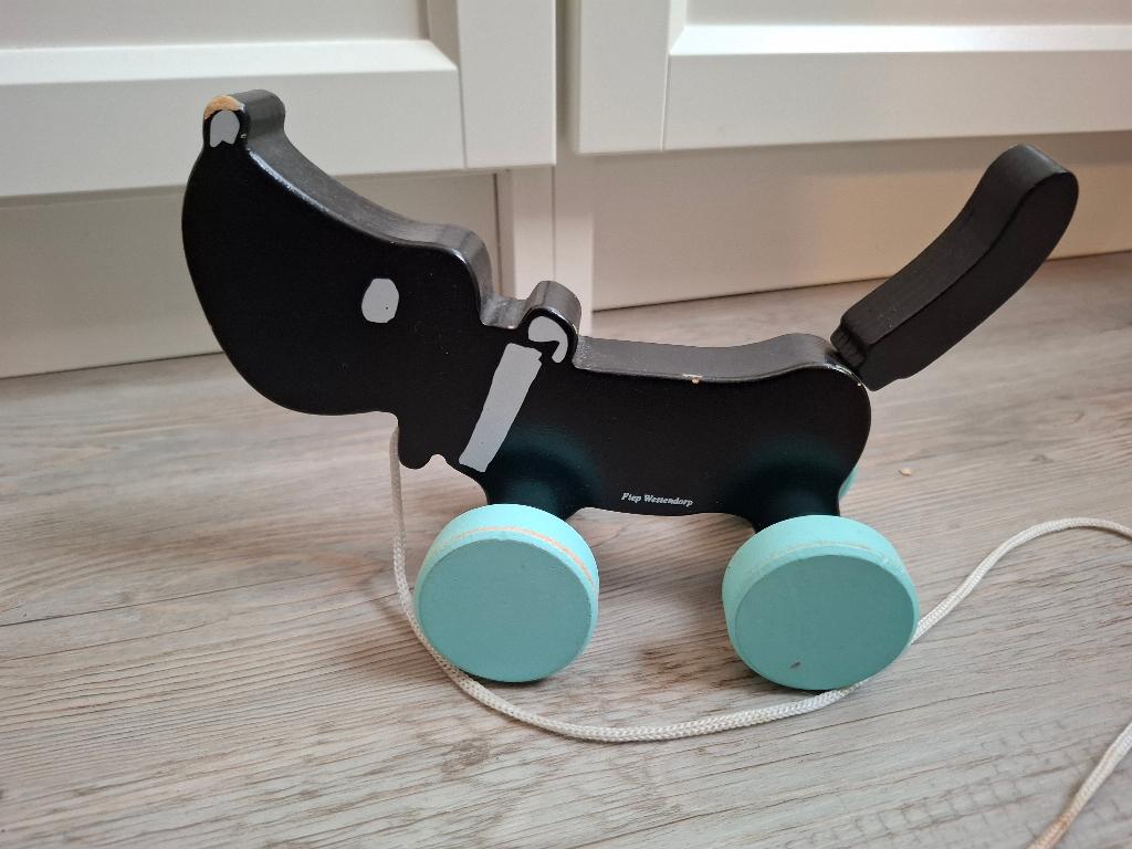 Houten Takkie speelgoed hond, Kinderen en Baby's, Speelgoed | Houten speelgoed, Ophalen of Verzenden, Gebruikt, Duw- of Trekspeelgoed