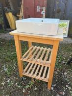 Wastafelmeubel met houten onderstel, Ophalen, Gebruikt, 50 tot 100 cm, X