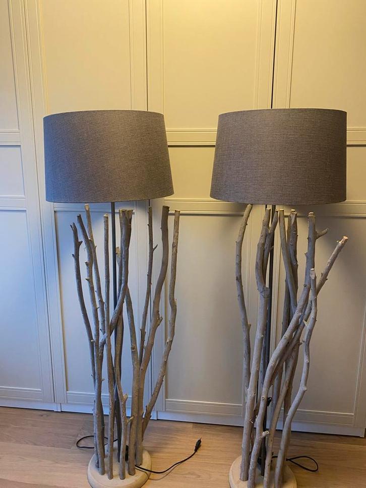 Exclusieve Houten Vloerlamp 2X, Huis en Inrichting, Lampen | Vloerlampen, Zo goed als nieuw, 150 tot 200 cm, Hout, Ophalen