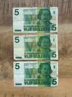 3x 5 gulden biljet vondel II, Postzegels en Munten, Bankbiljetten | Nederland, Ophalen, 5 gulden