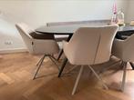 Bronx71 eetkamerbank (190) & 4 draai eetkamerstoelen | taupe, Ophalen, Overige kleuren, Zo goed als nieuw, Vier