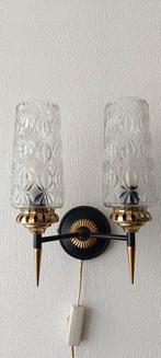 Vintage Wandlamp met Glazen Kappen, Ophalen of Verzenden, Gebruikt, Glas, Vintage