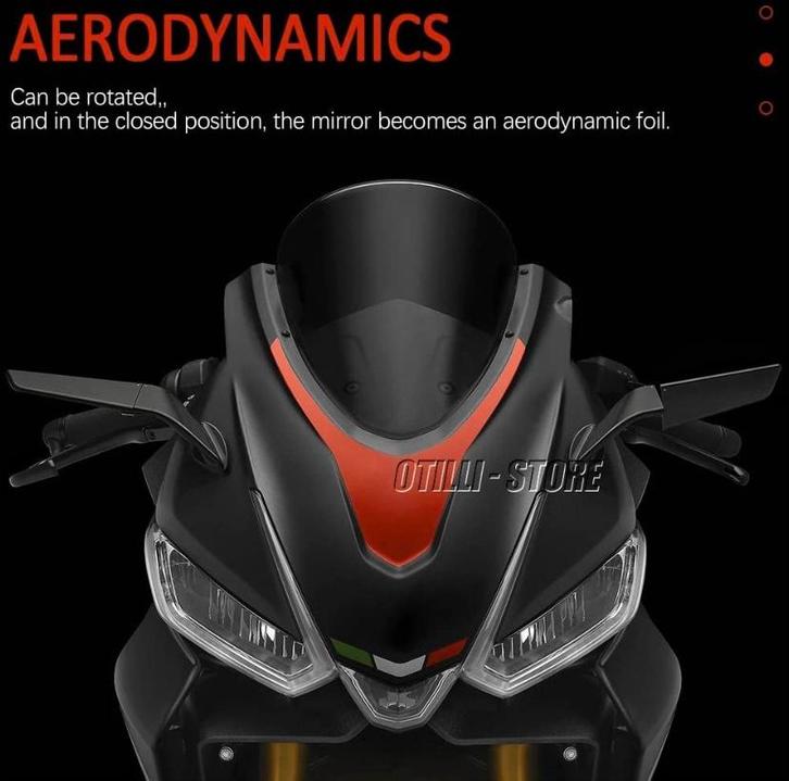 OTILLI Verstelbare Draaibare Zijspiegels voor Aprilia Zwart, Motoren, Tuning en Styling, Ophalen of Verzenden