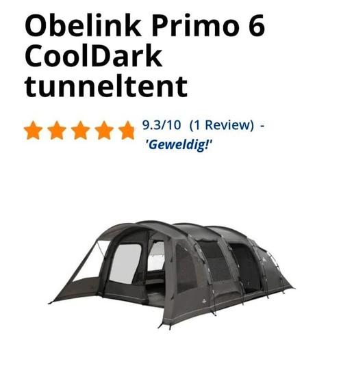 Obelink primo 6 CoolDark tunneltent met luifel, Caravans en Kamperen, Tenten, Zo goed als nieuw, Ophalen