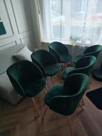 6 Donkergroene Eetkamerstoelen, Ophalen, Hout, Overige kleuren, Zo goed als nieuw