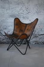 Vlinderstoel echt leer - leren butterfly chair - stuntprijs!, Huis en Inrichting, Fauteuils, Nieuw, Metaal, Ophalen