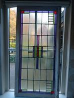 Groot glas in loodraam , stoer en degelijk, afhalenr 85 euro, Antiek en Kunst, Antiek | Glas en Kristal, Ophalen