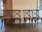 Vier eetkamer crossback eetkamer stoelen vergrijsd eiken, Grijs, Vier, Gebruikt, Hout