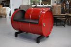 Stoer bankje / fauteuil van een olievat industrieel mancave, Huis en Inrichting, Fauteuils, Ophalen, Nieuw, 75 tot 100 cm, Metaal